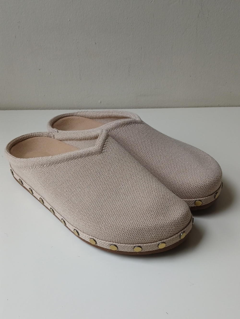 Rothy's Casual Clog Gold Stud Detail Cream Women's 9